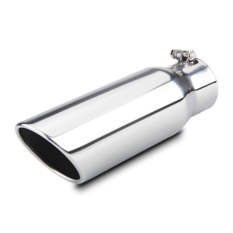 LCGP 3 Inch Inlet Exhaust Tip,3" x 4" x 12",Bolt On Stainless Steel Polished Diesel Exhaust Tailpipe Tip - Image 1